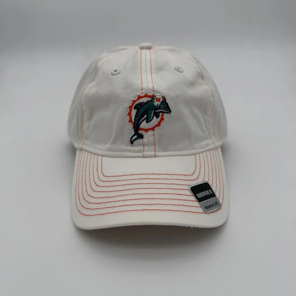 Reebok Miami Dolphins Womens Hat White Orange Contrast Stitch NFL Adjustable Cap